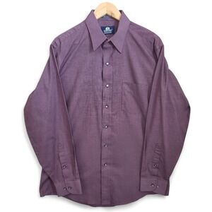 Stafford Dress Shirt Mens 16 34/35 Button Wrinkle Free Broadcloth Cotton Blend